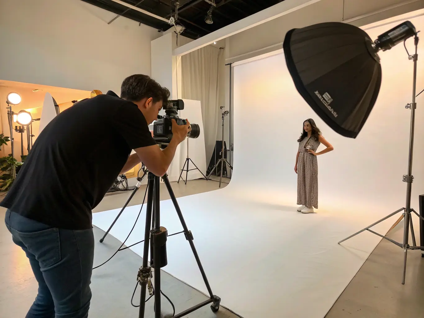 A professional photographer capturing a portrait in a studio setting, highlighting the expertise and artistry of DrHeyStudios' photography services.